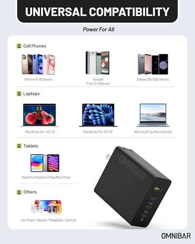 140W USB C Charger Block, 100W GaN Fast Charging Laptop Charger, 4-Port Compact USB C Wall Charger Power Adapter for MacBook Air/Pro, Dell XPS, iPad, iPhone 17/16/15, Samsung Galaxy S25/S24 - color: 140W Black