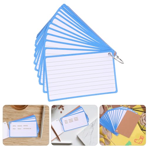 COHEALI Blue Lined Index Cards with Ring Binder 60 Thickened Flash Cards Per Book 2pcs for Study Writing and Office Organization