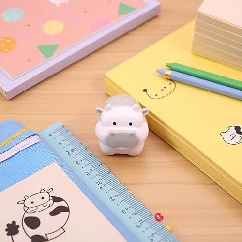 1Pc Random Cute Cow Pencil Sharpener - Kawaii Animal Design Sharpener for Girls, Office and School Stationery Supplies, Gift for Students and Teachers