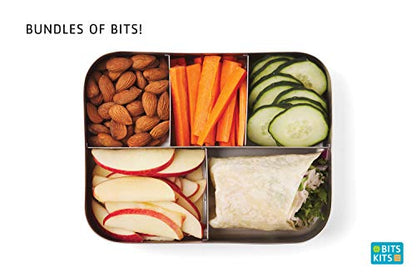 Bits Kits Stainless Steel Bento Box Lunch and Snack Container, 5 Sections | For Kids & Adults | Easily Fits In Lunchboxes | Durable Stainless Steel | Dishwasher Safe | Divides Meal & Snacks | On The Go - style: Lunch Box, 5 Sections
