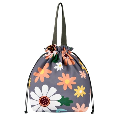 Double-Handle Lunch Bag, Insulated Waterproof Reusable Tote for Women/Students, Fits 2 Bento Boxes + Water Bottle - Ideal for School/Office/Picnic (Sunflower) - color: Sunflower