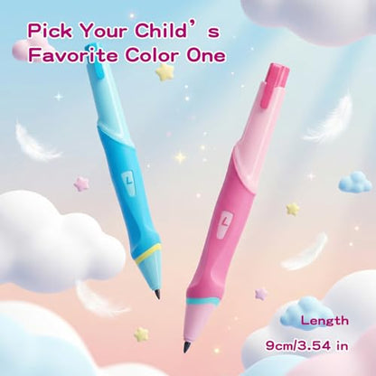 Ergonomic Pencil Set, 2.0mm HB Mechanical Pencils for Kids, School Supplies Include Sharpener, Eraser & 6 Extra Leads – Handwriting Aid for Preschool, Kindergarten, Homes, Pink, L - color: Pink