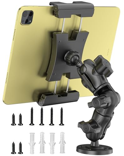 OHLPRO Heavy Duty Truck Tablet Mount - Drill Base iPad Dashboard Holder, 360° Rotating 2-Stage Adjustable Arm for 5-13" Tablets, Secure Multi-Surface Mount for Commercial Vehicles, Wall, Desk - size: 7.9" Arm