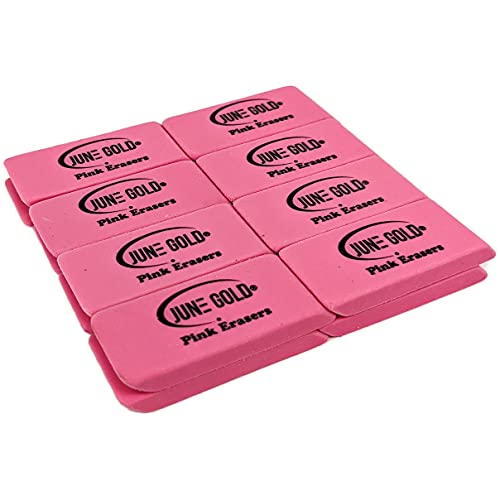 June Gold 16 Pink Rubber Erasers | This all-purpose eraser is not too hard and not too soft and is perfect for homes & offices - color: Pink