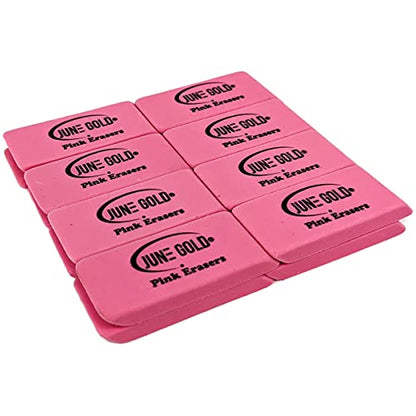 June Gold 16 Pink Rubber Erasers | This all-purpose eraser is not too hard and not too soft and is perfect for homes & offices - color: Pink