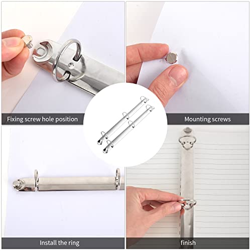 4 Pieces Letter Size Ring Binder Mechanism Replacement Kit Metal 3-Ring Binders Ring Loose Leaf Binding Spines Combs for Binder Organizers (4)