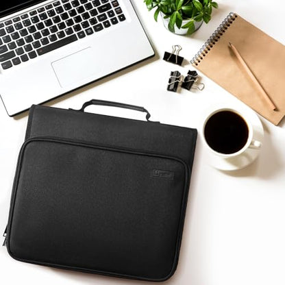 Uquelic Accordion File Organizer Binder with Multi-Pockets, 13 Pockets | Expanding Folders with Handle and Labels, Portable Home Travel Safe Storage for Letter A4 Files and More (Black)