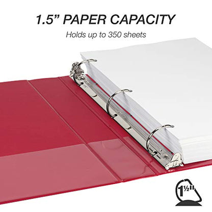 Samsill Durable 1.5 inch 3 Ring Binder, D Ring Binder, 100% Recycled Chipboard, Red - color: Red, size: 1 Pack, style: 1.5 Inch