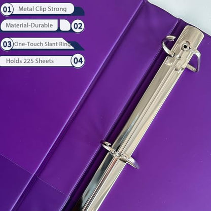 XHSHENG 1 Inch Binders 3 Ring,One Touch Easy Open D-Rings,Letter Size | 1 In Three Ring Binders,with 2 Pockets, Holds 225 Sheets 8.5x11 inch Papers, View Binders for School Supplies - size: 6 Pack 1 inch