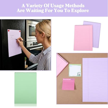 Leooomap 5-Pack Pastel Top Spiral Notebooks, 8.5" x 11" College Ruled Aesthetic Legal Pads, 30 Sheets Each, Easy-Tear Perforated Pages for School, Office, Journaling & Note-Taking Supplies