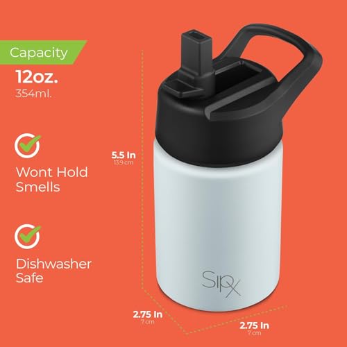 SIPX™ 12 oz Insulated Water Bottle with Straw Lid – Leakproof Stainless Steel, BPA-Free, Easy to Carry – Perfect for School, Camp, Sports & Travel –Blue - color: Beach Day Blue