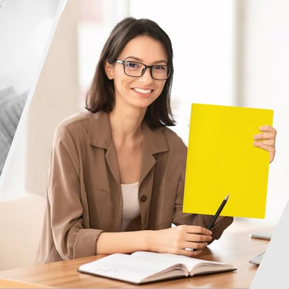 Yeaqee 60 Pcs Plastic Folders with Pockets and Prongs Plastic Folder 2 Pockets 3 Prongs with Card Slot for Office, School for Students, Teachers, Office Workers (Yellow) - color: Yellow