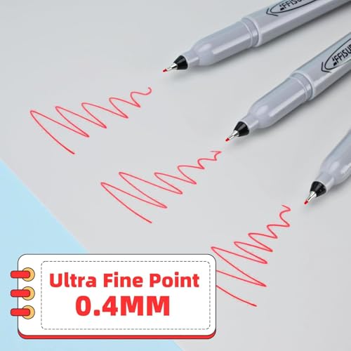 Red Ultra Fine Point Permanent Marker, 20 Pack, 0.4 mm, Precision Fine Tip for Detailed Writing, Art, Crafts & Labeling on Paper, Plastic, Glass, Metal, Waterproof, Fade-Resistant Ink - size: 20