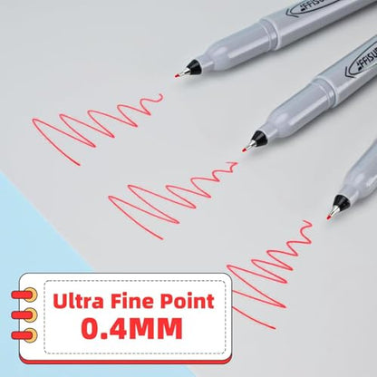 Red Ultra Fine Point Permanent Marker, 20 Pack, 0.4 mm, Precision Fine Tip for Detailed Writing, Art, Crafts & Labeling on Paper, Plastic, Glass, Metal, Waterproof, Fade-Resistant Ink - size: 20