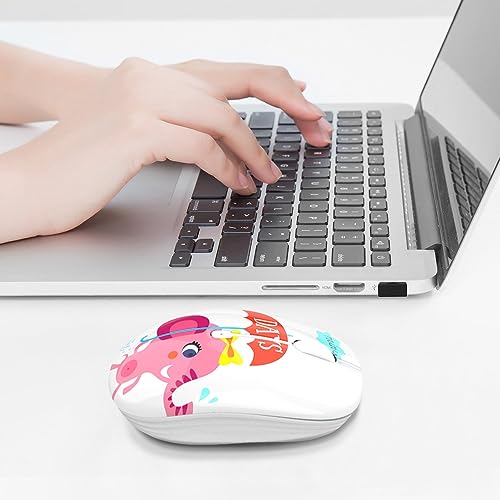 JUHOO Wireless Mouse with Nano Receiver for PC, Laptop, Notebook, Computer, MacBook, Less Noise, Portable Mobile Optical Mice - style: Pink Elephant