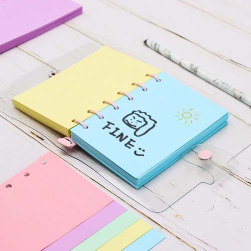 Mogoostry A7 Blank Filler Paper 5 Color Refill Paper for 6 Ring A7 Binder Planner Inserts 6 Hole Blank Note Paper Refills 250 Sheets Loose Leaf Paper - color: Light 5 Color