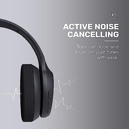 Raycon Fitness Bluetooth Headphones - Over The Ear Running Headphones, Active Noise Cancelling Wireless Headphones + Awareness Mode, Bluetooth Headset with Mic, 45 Hours of Battery Life (Black) - color: Black