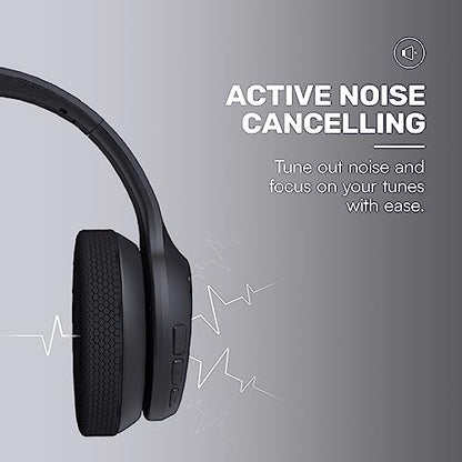 Raycon Fitness Bluetooth Headphones - Over The Ear Running Headphones, Active Noise Cancelling Wireless Headphones + Awareness Mode, Bluetooth Headset with Mic, 45 Hours of Battery Life (Black) - color: Black