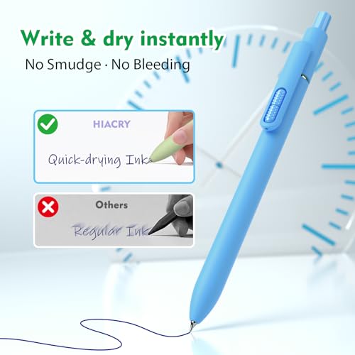 Hiacry 8 Pcs Gel Pens - 0.7mm Fine Point Quick-Dry Blue Ink Fidget Pens | Smooth Writing Pens, No Bleed, No Smear, Note Taking Journaling, School Office Supplies for Men & Women (Dopamine 8Pcs ) - color: Dopamine Blue Ink -8pcs