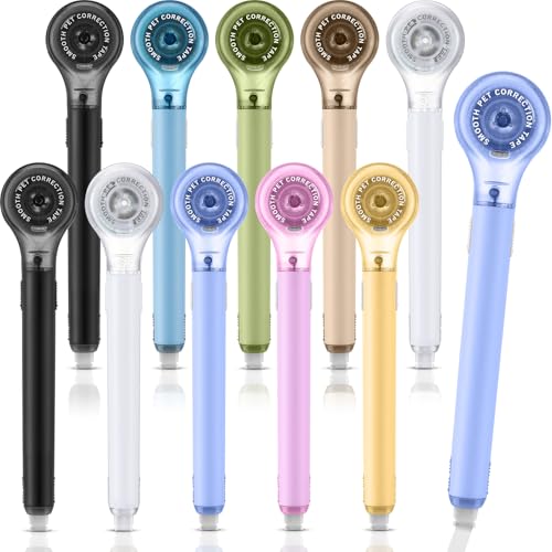 Gersoniel 10 Pack Correction Tape Pen Correctional Ink Tape Push Pull Protective, Easy to Use Applicator for School Office Supplies, 0.2 x 236 Inch(Multicolor Color) - color: yellow, dark blue, pink, white, green, black, brown and light blue