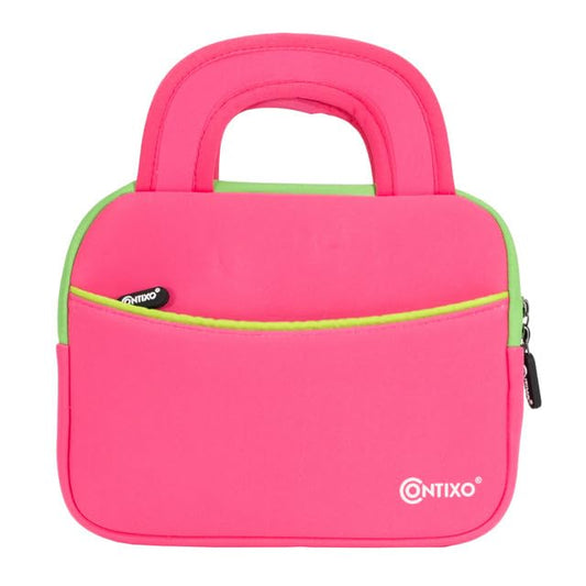Contixo 10" Tablet Sleeve Bag - Compatible with Contixo K102 & K103 Kids Tablets, Shockproof & Water-Resistant Protective Carrying Case with Accessory Pocket - Pink - color: Pink