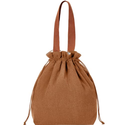 Retro Corduroy Drawstring Lunch Bag - Soft Textured Pouch for Women Students, 5mm Foam Base, Perfect for School Office Daily Use (caramel) - color: Caramel