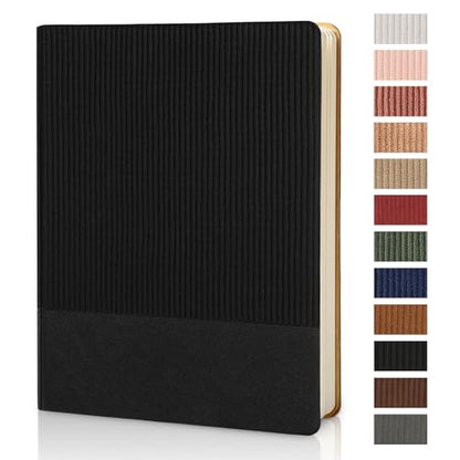 Lined Journal Notebook for Work College Ruled Note Book 7.2"x9.6" B5 PU Leather Daily Journaling 160 Pages for Women Men Writing Home School Supplies Business (Black) - color: 07-Black-1pack, style: B5 Lined 160pages