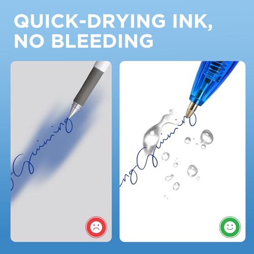 deli Pens Bulk,50 Pack Ballpoint Pens Blue Ink 1.0MM Medium Point, Smooth Writing Retractable Pen with Soft Grip, No Bleed, Fast Dry, for Office School Home Use - color: Blue, size: 50 PCS