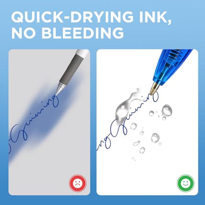 deli Pens Bulk, Ballpoint Pens 1.0MM, 25 Pack Black Ink & 25 Pack Blue Ink | Medium Point, Smooth Writing Retractable Pen with Soft Grip, No Bleed ,Fast Dry for Office School Home Use - color: Black&Blue, size: 50 PCS