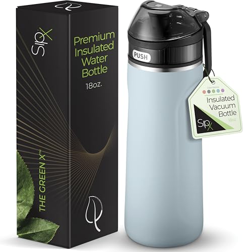 SipX Insulated Water Bottle, Water Bottle with Straw Lid, 18 oz Triple Insulated Stainless Steel, Leakproof, BPA-Free, Slim Durable Metal Bottle for School, Gym & Office, Blue - color: Blue