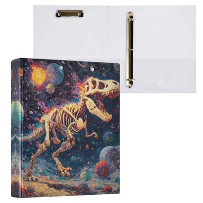 Dinosaur 3 Ring Binder 1.5 inch Binders Three Ring Binders with Clipboard Hold 200 Sheets for Office Supplies - color: Oil Painting T-rex Running