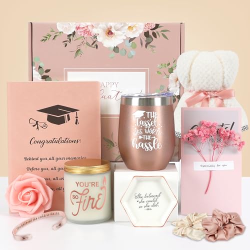 Joyseller 2026 Graduation Gifts, 10 in 1 Pratical Grad Gift Basket for College or High School Class of 2026 Graduation Gift Box for Daughter, Sister, Friend - color: Pink