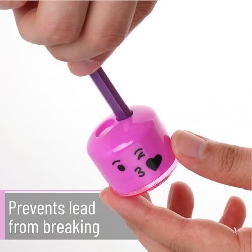 Mr. Pen- Pencil Sharpeners Manual, 6 Pack, Dual Hole | Smiley Handheld Pencil Sharpener, Compatible with Standard and Jumbo Pencils, Snap-on Lid, Stainless Steel Blade - size: 6 Pack