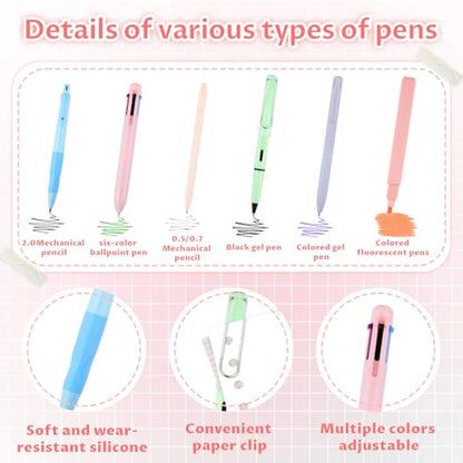 80Pcs Aesthetic School Supplies with Cute Pencil Case, 12 Pastel Highlighters, 4 Multicolor Ballpoint Pens, 6 Gel Pens with Refills, 10 Mechanical Pencils with Leads for Student Stationery Set(Pink) - style: Pink