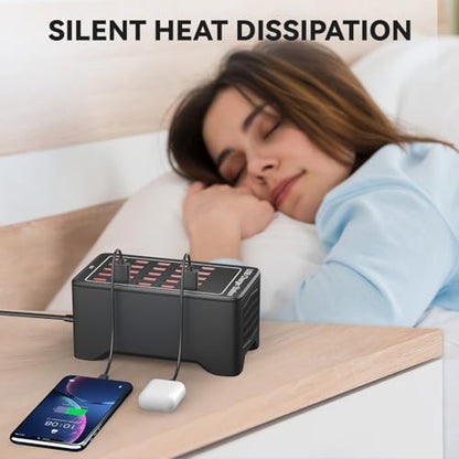 Charging Station for Multiple Devices,125W 25 Ports Multi USB Charger Stations for iPhone, Cell Phone, iPad, Tablet, Apple Watch and Other Electronic, Multiple USB Power Charging Dock for Home Family