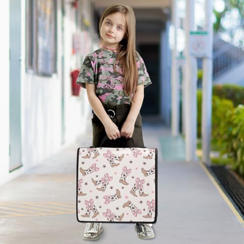 Bows Cowgirl Boots Zipper Binder Bag 3 Ring with Handle Shoulder Strap, Binder File Organizer Bag Storage Case for School Work Office