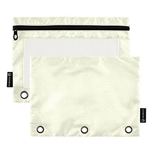 Binder Pouches,Beige Pencil Pouch for 3 Ring Binder 2 Pack Clear Pencil Bag with Zipper for Office School Supplies - color: Beige
