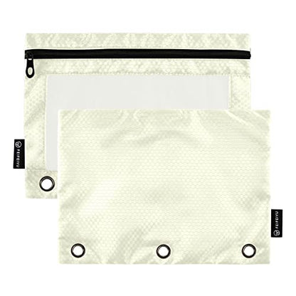 Binder Pouches,Beige Pencil Pouch for 3 Ring Binder 2 Pack Clear Pencil Bag with Zipper for Office School Supplies - color: Beige