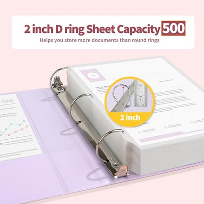 SUNEE 3 Ring Binder 2 Inch, Clear View Binder Three Ring PVC-Free (Fit 8.5x11 Inches) for School or Office Supplies, Assorted Pastel, 4 Pack - size: 2 Inch