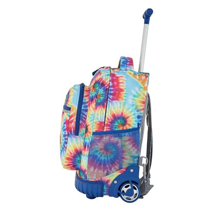 Travelers Club 4 Piece Rolling Backpack Set With Accessories, Tie Dye - color: Tie Dye