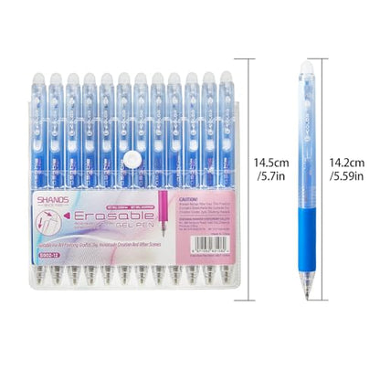 12Pcs Retractable Erasable Gel Pens Clicker,Fine Point 0.7mm Smooth Writing Pens,For Writing Journaling Taking Notes School Office Home. (12Blue) - color: 12Blue