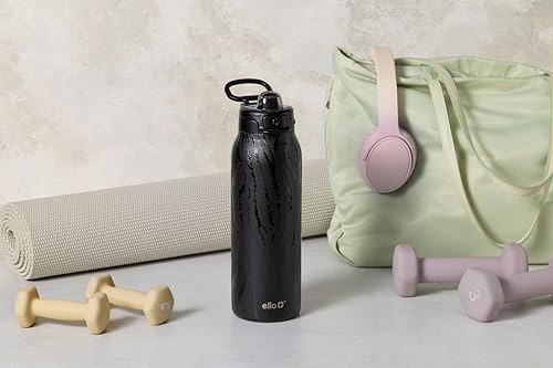 Ello Pop & Fill Insulated Stainless Steel Water Bottle with Quick Fill Lid, Leakproof Locking, Sip or Chug Spout, BPA-Free, Double Wall Vacuum Insulated for Sports, Travel & School- 22oz / 32oz / 40oz - color: Zebra, style: 22oz