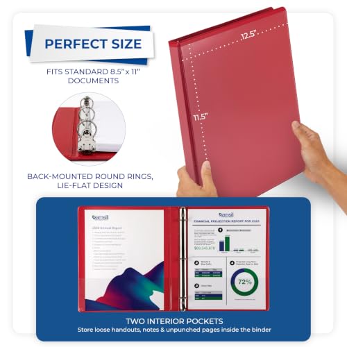 Samsill 0.5 Inch 3 Ring Binders, Economy Round Ring, Clear View Cover, 100 Sheet Capacity - for School, Home, Office - Red, 12 Pack - color: Red, size: 12-Pack, style: 0.5-Inch