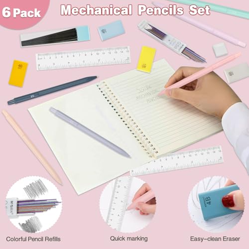 HRFGWDD 52 PCS Aesthetic School Supplies with Highlighters, Mechanical Pencils, Color Ink Gel pens, Pencil Case, Bible Study Supplies, Pens Pencils and Highlighters Set, Stationary Set for Student - color: 52pcs