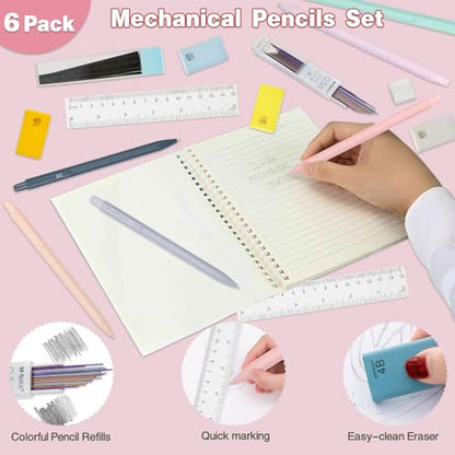 HRFGWDD 52 PCS Aesthetic School Supplies with Highlighters, Mechanical Pencils, Color Ink Gel pens, Pencil Case, Bible Study Supplies, Pens Pencils and Highlighters Set, Stationary Set for Student - color: 52pcs