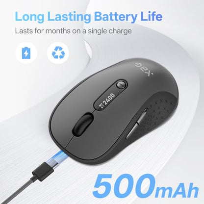 XBG B15pro Wireless Bluetooth Mouse, Bluetooth 5.0/4.0 & 2.4G Tri-Mode, Type-C Rechargeable with LED Screen Display, Ergonomic Silent Click for Laptop/PC/Tablet, Multi-Device & Office Use - style: B15 Pro-Black