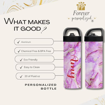 Custom Leakproof Water Bottle 20oz| Gym Tumblers| Running Cup| Adult Tumbler| Marble Sport Bottle (Pink) - color: Pink
