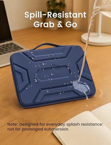 DOMISO 14 inch Laptop Sleeve with Handle, Shockproof & Waterproof EVA Protective Laptop case, Hard Laptop Sleeve for 14" HP Dell Asus Lenovo Laptop, Dark Blue - color: Dark Blue, size: 14 inch