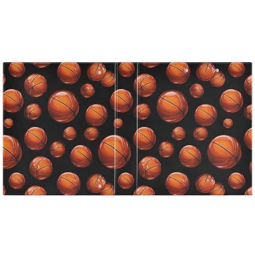 Basketball Ball Round Ring Binders 1.5 Inch 3 Ring Binder with Clipboard Holds 200 Sheets Office Home School - color: Multicolored 10