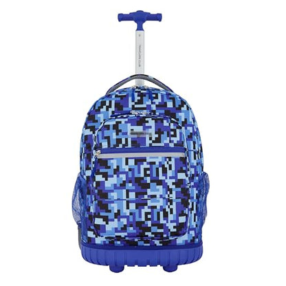 Travelers Club 4 Piece Rolling Backpack Set With Accessories,Blue Pixel - color: Blue Pixel